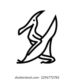 pterodactyl dinosaur animal line icon vector. pterodactyl dinosaur animal sign. isolated contour symbol black illustration