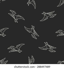 Pterodactyl dinosaur doodle seamless pattern background