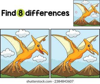 El Dinosaurio Pterodáctilo Encuentra Las Diferencias