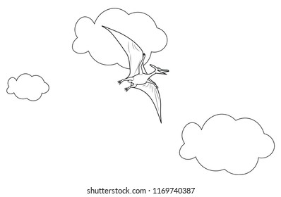 pterodactyl dinosaur flying on the air sky education learning