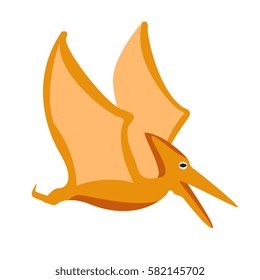 Pterodactyl Dinosaur Of Jurassic Period, Prehistoric Extinct Giant Reptile Cartoon Realistic Animal