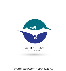 Pterodactyl & Dinosaur Logo. Symbol & Icon Vector Template.