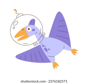 Pterodactyl Dinosaur In Space Vector Illustration