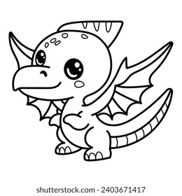 Pterodactyl Dinosaurs Coloring Page, White Background