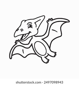 Pterodactyl Doodle, Cute baby, dino Pterodactyl, Jurassic Animal, Outline cut file, Kids Shirt, Silhouette Cricut Vinyl Kids birthday party, Vector Files for cricut