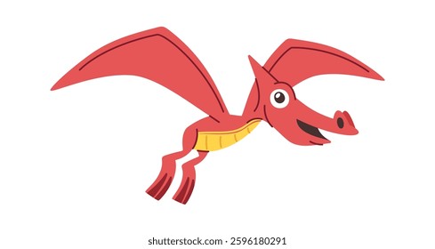 Pterodactyl flying cute doodle character