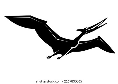 Pterodactyl Flying Dinosaur, Silhouette Illustration