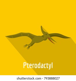Pterodactyl icon. Flat illustration of pterodactyl vector icon for web.