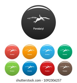 Pterodactyl icon. Simple illustration of pterodactyl vector icons set color isolated on white