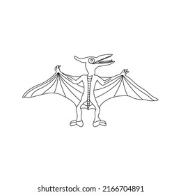 Pterodactyl Line Farbbuch. Vektorgrafik von Natur Dinosaurier Tier.