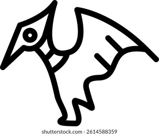 Pterodactyl Line Vector Icon Design