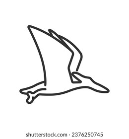 Pterodactyl, linear icon. Dinosaur. Line with editable stroke