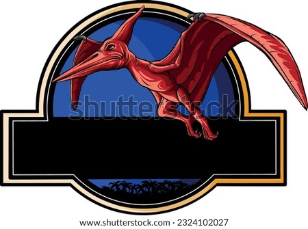 pterodactyl for logo identity. Dino animal mascot concept for prehistoric theme park icon.
