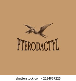 pterodactyl logo. pterodactylus silhouette. halftone dinosaur pterodactyl design 