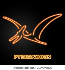 pterodactyl neon sign, modern glowing banner design, colorful modern design trends on black background. Vector illustration.