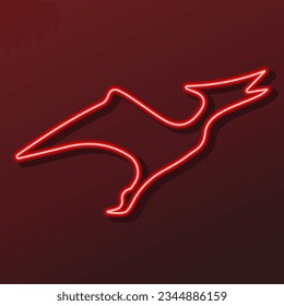 pterodactyl neon sign, modern glowing banner design, colorful modern design trend on black background. Vector illustration.