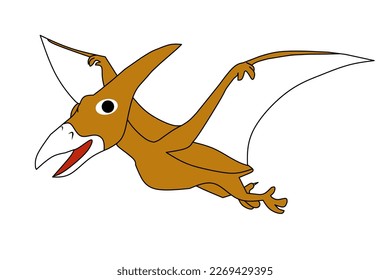 Pterodactyl on a white background. Vector illustration.