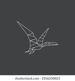 Pterodactyl Origami Dinosaur flat vector design