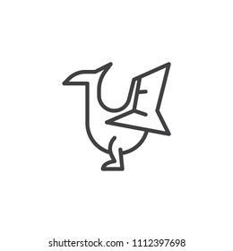 Pterodactyl outline icon. linear style sign for mobile concept and web design. Prehistoric dinosaur simple line vector icon. Symbol, logo illustration. Pixel perfect vector graphics