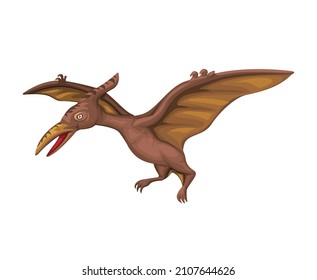 pterodactyl or pterosaurs is prehistoric animal, figure character in cartoon illustration vector