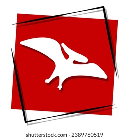 pterodactyl red banner in frame. Vector illustration.