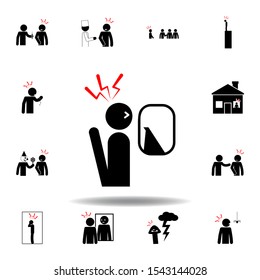 pteromerhanophobia, fly, fear icon on white background. Can be used for web, logo, mobile app, UI, UX