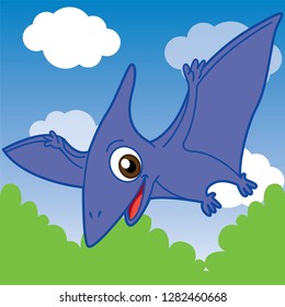 Pterosaur cartoon, cartoon cute, animal cute