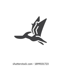 Pterosaur dinosaur vector icon. filled flat sign for mobile concept and web design. glyph icon. Symbol, logo illustration. Vector graphics