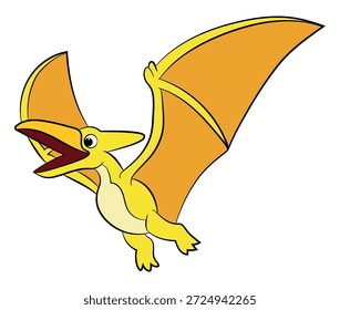 Un pterosaurio de volar sobre un fondo blanco