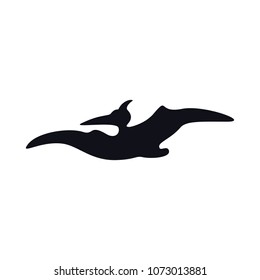 Pterosaurs black silhouette on white. Simple dinosaurs image