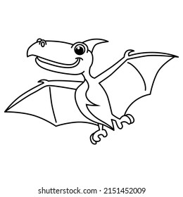 Pterosaurs cartoon coloring page illustration vector. For kids coloring book.