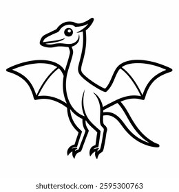 pterosaurs dinosaur line art on white background