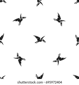 Pterosaurs dinosaur pattern repeat seamless in black color for any design. Vector geometric illustration