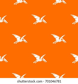 Pterosaurs dinosaur pattern repeat seamless in orange color for any design. Vector geometric illustration