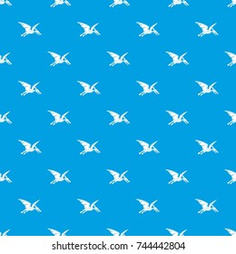 Pterosaurs dinosaur pattern repeat seamless in blue color for any design. Vector geometric illustration