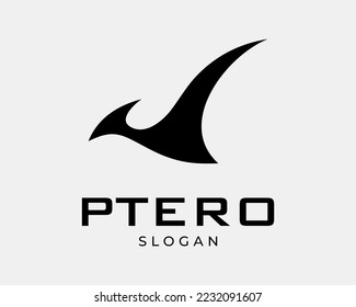 Pterosaurs Pteranodon Pterodactyl Dinosaurs Jurassic Flat Silhouette Fly Abstract Vector Logo Design