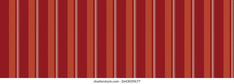 Pthnic vector lines vertical, folklore pattern fabric seamless. Burniture texture stripe background textile in red and orange colors palette.