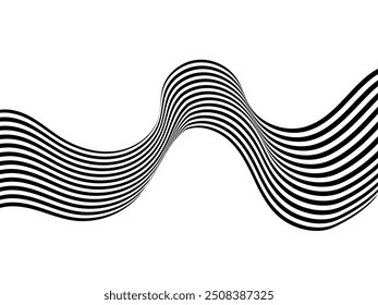 ptical art background, geometric wave design, black and white,Vector wave stripes abstract background.