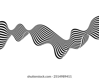 ptical art background, geometric wave design, black and white,Vector wave stripes abstract background.