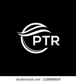 Diseño del logotipo de la letra PTR sobre fondo negro. Logo del círculo creativo del PTR. Concepto del logotipo de la letra de las iniciales de PTR. Diseño de letras PTR.
