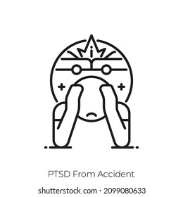 Icono de PTSD de Accidente. Diseño de icono de estilo de esquema aislado en fondo blanco
