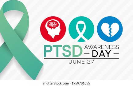 PTSD awareness day is observed every year on June 27. Posttraumatic stress disorder is a psychiatric disorder that may occur in people who have experienced or witnessed a traumatic event. vector art.