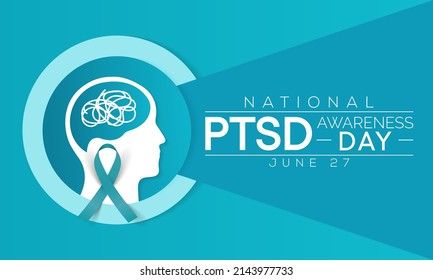 PTSD awareness day is observed every year on June 27. Post-traumatic stress disorder is a psychiatric disorder that may occur in people who have experienced or witnessed a traumatic event. vector art