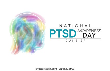 PTSD awareness day is observed every year on June 27. Post-traumatic stress disorder is a psychiatric disorder that may occur in people who have experienced or witnessed a traumatic event. vector art