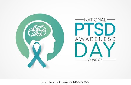 PTSD awareness day is observed every year on June 27. Post-traumatic stress disorder is a psychiatric disorder that may occur in people who have experienced or witnessed a traumatic event. vector art