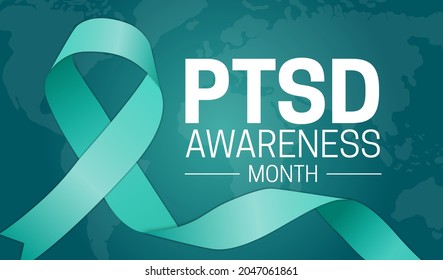 PTSD Awareness Month Background Illustration with Teal Ribbon