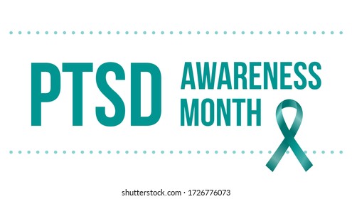 Ptsd Awareness Month Banner Teal Ribbon Stock Vector (Royalty Free ...