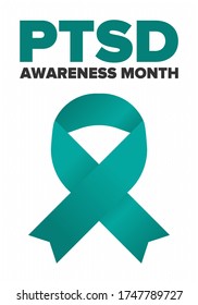 PTSD Awareness Month in June. Post Traumatic Stress Disorder. Celebrated annual in United States. Medical health care and awareness design. Poster, card, banner and background. Vector illustration