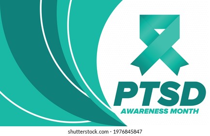 PTSD Awareness Month in June. Post Traumatic Stress Disorder. Celebrated annual in United States. Medical health care and awareness design. Poster, card, banner and background. Vector illustration