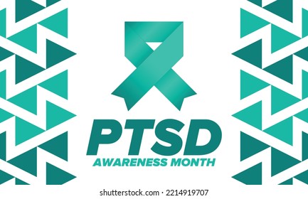 PTSD-Sensibilisierungsmonat im Juni. Posttraumatisches Stressstörungen. Feiert jährlich in den Vereinigten Staaten. Medizinische Gesundheitsversorgung und Bewusstseinsbildung. Poster, Karte, Banner und Hintergrund. Vektorgrafik